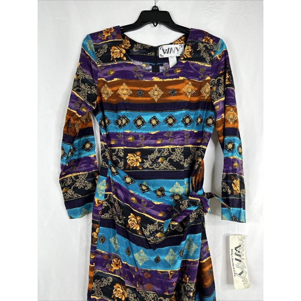 Vintage Wyllis New York & Co Maxi Dress Size 12 BOHO Side Slit DEADSTOCK New - Picture 2 of 16